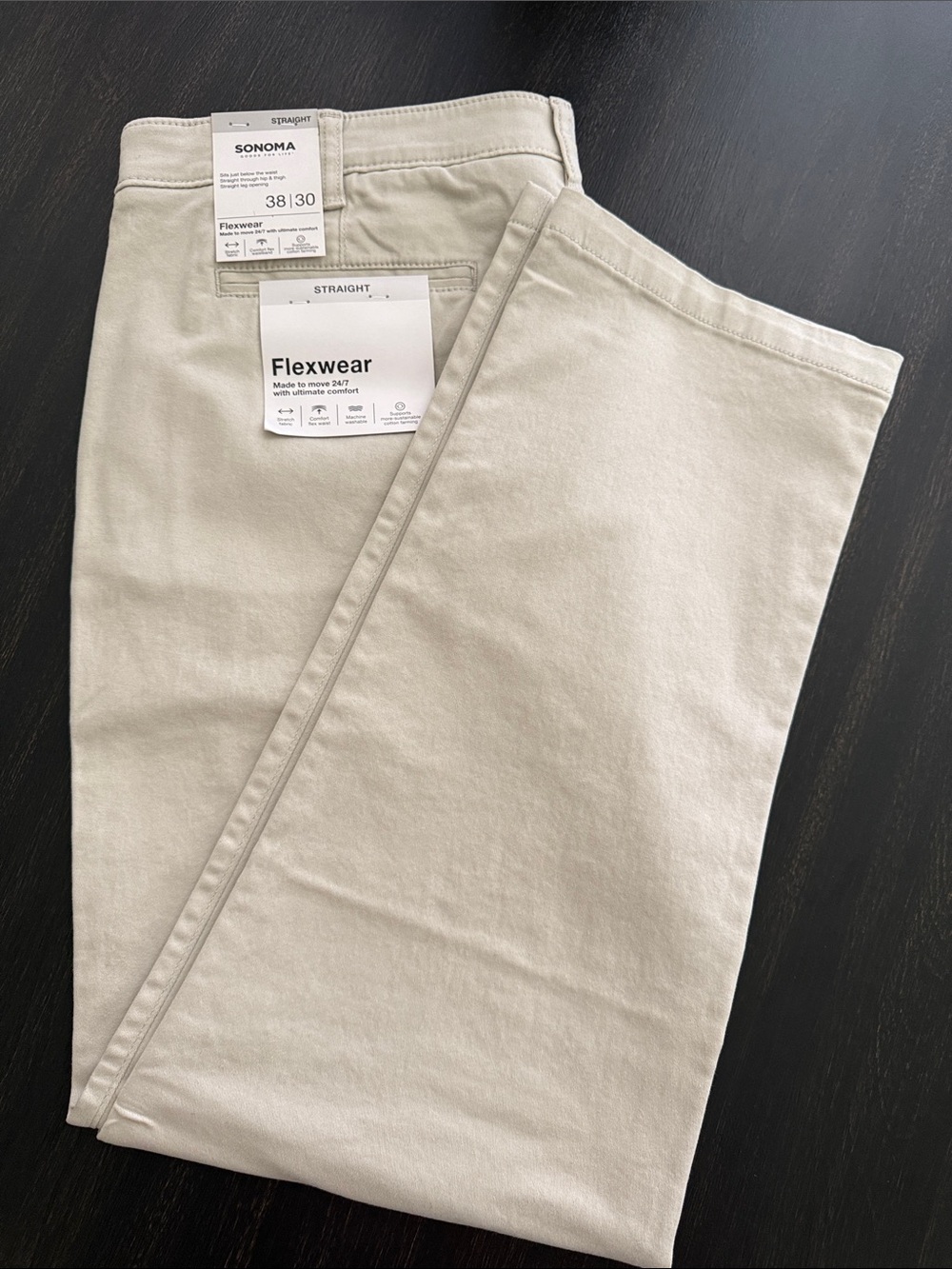 Sonoma Flexwear Straight Pants in Light Cream 010